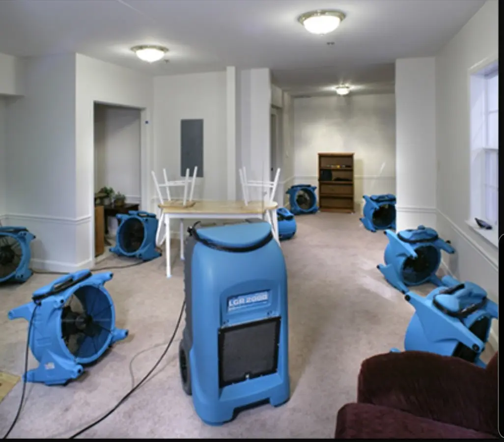 Air movers and dehumidifier setup for Water Damage Restoration in Jensen Beach