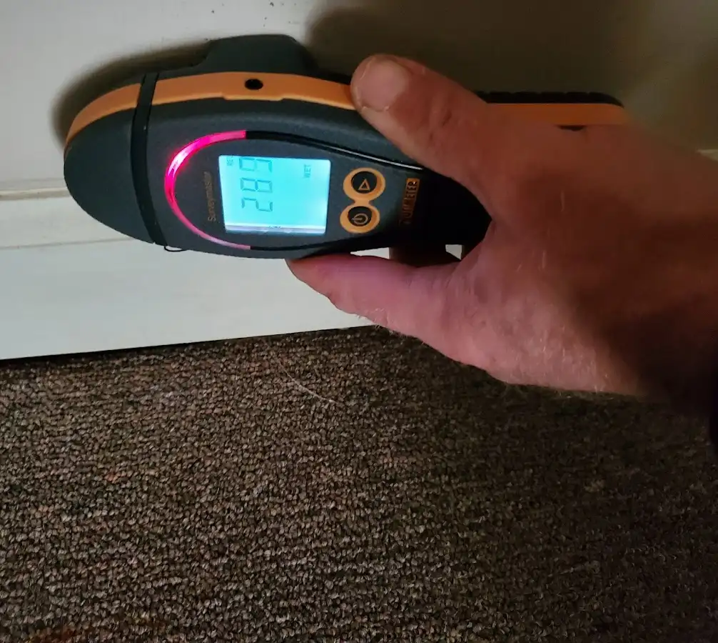 Moisture detection at baseboard during Sewage Cleanup & Sanitation in Jensen Beach